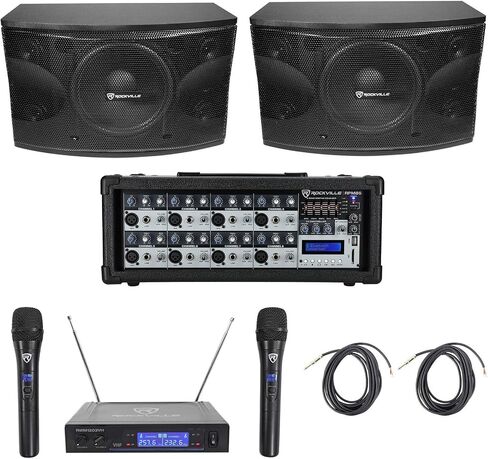 (2) Rockville KPS12 12" 3-Way 1600w Karaoke/Pro Speakers+Amplifier+Wireless Mics in Saudi Arabia