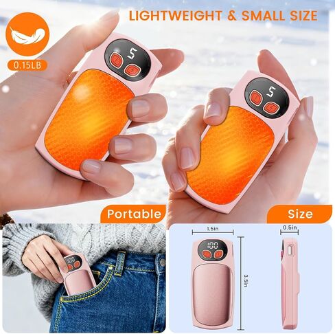 Hand Warmers Rechargeable 2Pack,AI Electric Hand Warmers 20Hrs Long Safe Heat,Max 131℉, with LED Display,Portable Pocket Heater for Skiing,Raynauds, Hunting Essentials,Gifts for Christmas,Men Women in Saudi Arabia