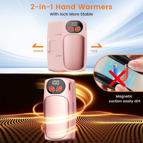 Hand Warmers Rechargeable 2Pack,AI Electric Hand Warmers 20Hrs Long Safe Heat,Max 131℉, with LED Display,Portable Pocket Heater for Skiing,Raynauds, Hunting Essentials,Gifts for Christmas,Men Women in Saudi Arabia
