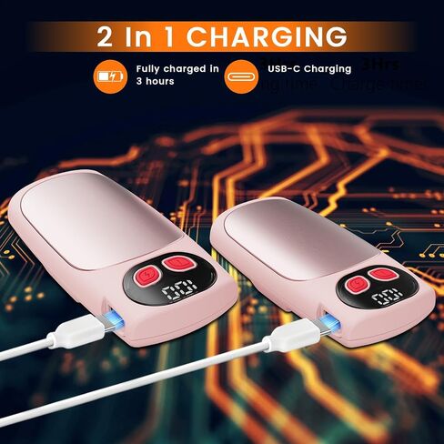 Hand Warmers Rechargeable 2Pack,AI Electric Hand Warmers 20Hrs Long Safe Heat,Max 131℉, with LED Display,Portable Pocket Heater for Skiing,Raynauds, Hunting Essentials,Gifts for Christmas,Men Women in Saudi Arabia