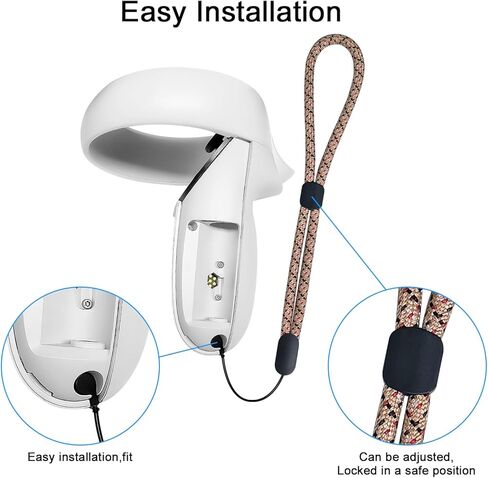 حبل معصم عاكس محسّن لوحدة التحكم Meta Quest 2، أشرطة يد مريحة قابلة للتعديل، ملحقات بديلة سهلة التركيب لملاءمة وحدة التحكم الآمنة (أسود) in Kuwait