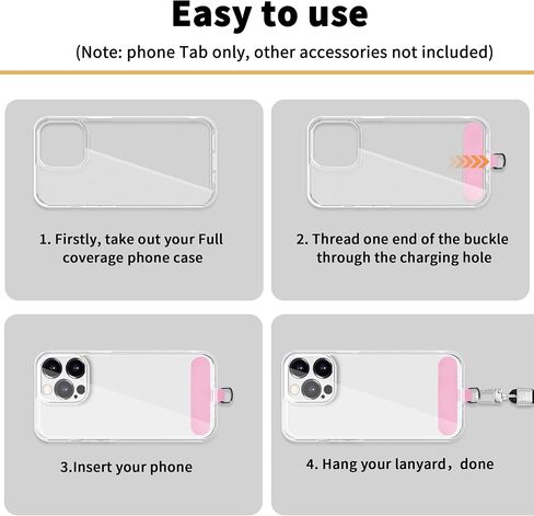 شريط ربط للهاتف من TACOMEGE لهاتف iPhone، رقعة حبل للهاتف الخلوي، جزء بديل لحزام الهاتف لجميع حافظات الهواتف الكاملة (وردي) in Kuwait