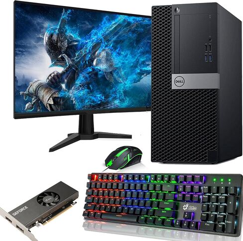 كمبيوتر سطح المكتب Dell Gaming Tower - Intel Core i5-7500 - ذاكرة الوصول العشوائي 16 جيجابايت - 256 جيجابايت SSD - 1 تيرابايت HDD - GeForce GTX 1050 Ti - شاشة LED 24 بوصة - لوحة مفاتيح وماوس RGB - Windows 11 Pro - كمبيوتر الألعاب (متجدد) in Saudi Arabia