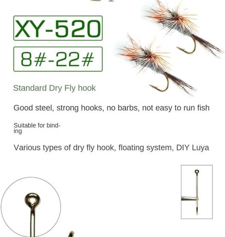 Fly Tying Hook,Standard Blue Dun Long Shank Fly Fish Hook(16#) in Saudi Arabia