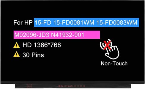 15.6" LCD Screen Replacement for HP 15-FD 15-FD0081WM 15-FD0083WM M02096-JD3 N41932-001 Display Panel HD 1366x768 30 pin Non-Touch in Saudi Arabia