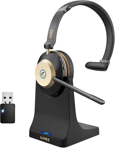 LUXEE Wireless Trucker Bluetooth Headset with Mic, V5.3 Bluetooth Headphones with Noise Cancelling Microphone, Single-Ear Wireless Headphones for Work Truckers Home Call Center Ready with Auto Switch. in Saudi Arabia