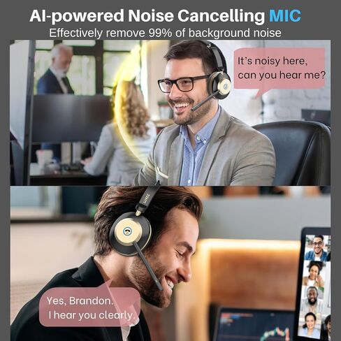 LUXEE Wireless Trucker Bluetooth Headset with Mic, V5.3 Bluetooth Headphones with Noise Cancelling Microphone, Single-Ear Wireless Headphones for Work Truckers Home Call Center Ready with Auto Switch. in Saudi Arabia