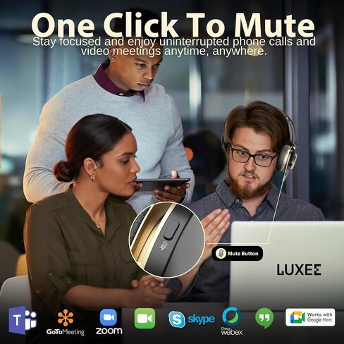 LUXEE Wireless Trucker Bluetooth Headset with Mic, V5.3 Bluetooth Headphones with Noise Cancelling Microphone, Single-Ear Wireless Headphones for Work Truckers Home Call Center Ready with Auto Switch. in Saudi Arabia