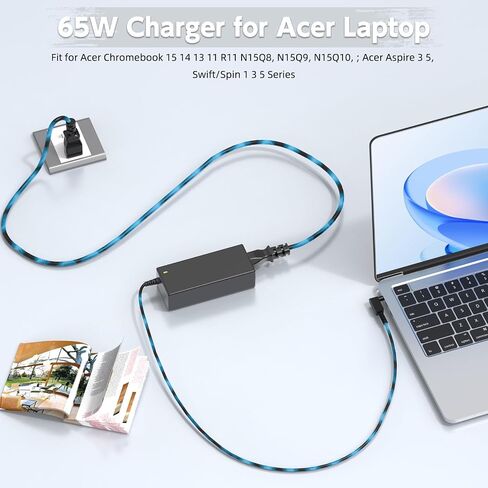65W Laptop Charger Compatible with Acer Chromebook 15 14 13 11 R11 N15Q8, N15Q9, N15Q10, CB3, CB5, C720, C720p, C738T, C731, C740; Acer Aspire 3 5, Swift/Spin 1 3 5 Power Supply Cord in Saudi Arabia