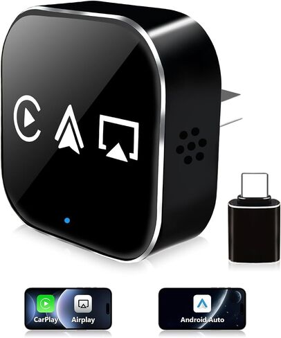 محول CarPlay لاسلكي صغير 3 في 1 (ترقية 2026) - Carplay سلكي مدمج Android Auto Airplay، التوصيل والتشغيل، إعادة الاتصال التلقائي السريع، BT 5.0، USB/Type-C، iOS10+&Android 11+، 5G WiFi (أسود) in Kuwait