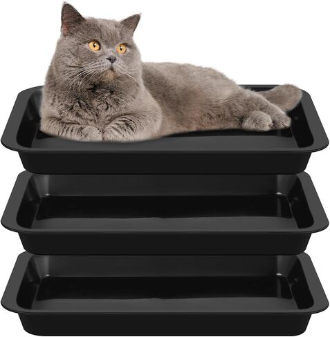 Tessco 3 Pieces Litter Box for Cats Rabbit Litter Box Waterproof Travel Toilet for Indoor Cats Bunny Small Pet Kitty Guinea Pig Supplies Small Open Cat Litter Box, Multi Color, 17.3 x 13.6 x 1.6 Inch in Saudi Arabia