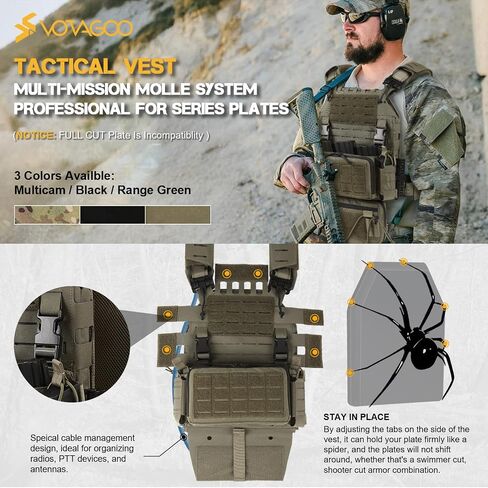 VOTAGOO GEAR 500D Quick Release Modular Plate Carrier Men Training Vest With Drop Pouch, Adjustable Training Vest For Outdoor in Saudi Arabia