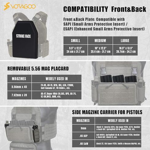 VOTAGOO GEAR 500D Quick Release Modular Plate Carrier Men Training Vest With Drop Pouch, Adjustable Training Vest For Outdoor in Saudi Arabia