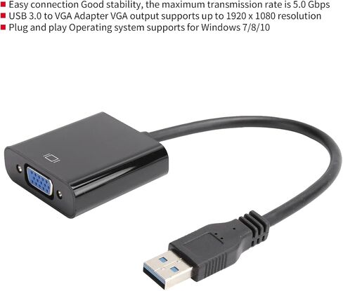 Drfeify USB VGA Adapter Cable High Resolution Converter for 7/8/10, 1920x1080 Audio Video USB 3.0 to VGA for Computer Accessory in Saudi Arabia