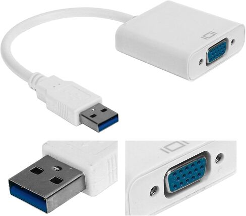 كابل محول بطاقة الفيديو الخارجية CHICIRIS USB3.0 إلى VGA 1080P 5 جيجابت في الثانية لـ RPi، حل العرض المتعدد (أبيض) in Saudi Arabia
