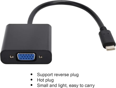 SUNGOOYUE USB TypeC to VGA Adapter, Black ABS, 9.1in Cable, 10Gbps HighSpeed Data Transfer, 1080P Resolution Support, Plug and Play Converter in Saudi Arabia