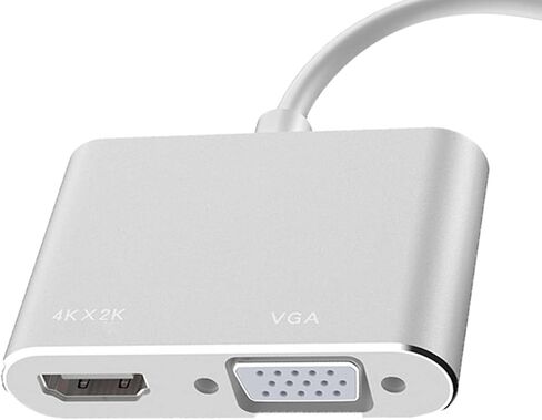 Keenso Type C إلى HD واجهة الوسائط المتعددة VGA محول متين 4K 30 هرتز التوصيل والتشغيل للمسرح، الترفيه المنزلي النحاسي (فضي) in Saudi Arabia