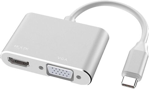 Keenso Type C إلى HD واجهة الوسائط المتعددة VGA محول متين 4K 30 هرتز التوصيل والتشغيل للمسرح، الترفيه المنزلي النحاسي (فضي) in Saudi Arabia