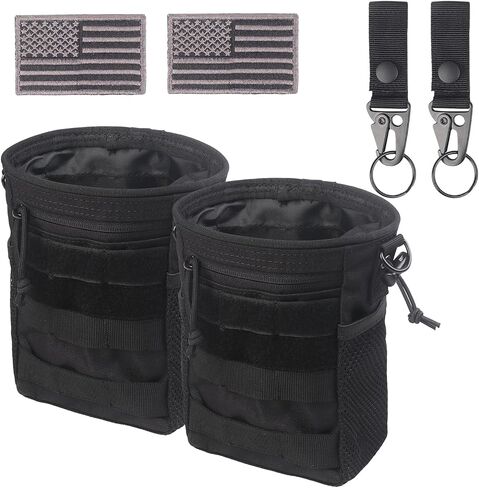 XTACER Molle Dump Pouch, Recycled Storage Drawstring Packs Magazine Bag for Range Shooting, Tactical Duty Belts, with USA Flag Patch and Belt Keychain in Kuwait