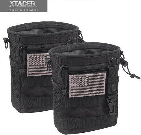 XTACER Molle Dump Pouch, Recycled Storage Drawstring Packs Magazine Bag for Range Shooting, Tactical Duty Belts, with USA Flag Patch and Belt Keychain in Kuwait