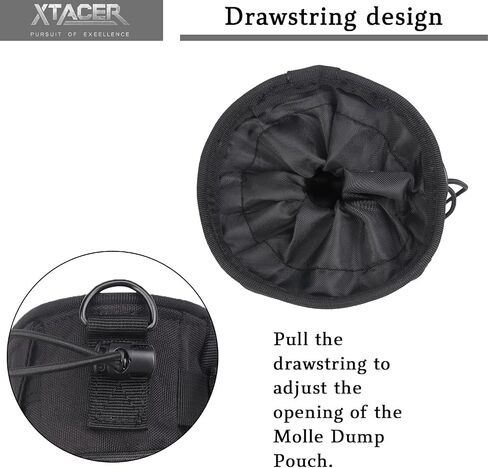 XTACER Molle Dump Pouch, Recycled Storage Drawstring Packs Magazine Bag for Range Shooting, Tactical Duty Belts, with USA Flag Patch and Belt Keychain in Kuwait