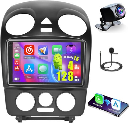 لراديو فولكس فاجن بيتل 2004-2010، Roinvou 2+32G Android 13 ستيريو سيارة CarPlay لاسلكي مع Android Auto 9 بوصة شاشة تعمل باللمس بلوتوث راديو السيارة يدعم مرآة Link GPS WiFi SWC DSP كاميرا احتياطية in Kuwait