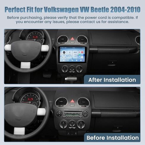 لراديو فولكس فاجن بيتل 2004-2010، Roinvou 2+32G Android 13 ستيريو سيارة CarPlay لاسلكي مع Android Auto 9 بوصة شاشة تعمل باللمس بلوتوث راديو السيارة يدعم مرآة Link GPS WiFi SWC DSP كاميرا احتياطية in Kuwait