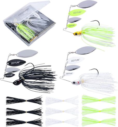 Goture Spinner Baits، مجموعة Spinnerbaits المعدنية الصلبة مع 4 شفرات دوارة، استبدال التنانير الاحتياطية، Buzzbait Spinnerbaits الصيد السحر لباس سمك السلمون المرقط بايك سمك السلمون Walleye المياه العذبة المالحة in Kuwait