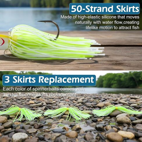 Goture Spinner Baits، مجموعة Spinnerbaits المعدنية الصلبة مع 4 شفرات دوارة، استبدال التنانير الاحتياطية، Buzzbait Spinnerbaits الصيد السحر لباس سمك السلمون المرقط بايك سمك السلمون Walleye المياه العذبة المالحة in Kuwait