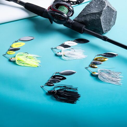 Goture Spinner Baits، مجموعة Spinnerbaits المعدنية الصلبة مع 4 شفرات دوارة، استبدال التنانير الاحتياطية، Buzzbait Spinnerbaits الصيد السحر لباس سمك السلمون المرقط بايك سمك السلمون Walleye المياه العذبة المالحة in Kuwait