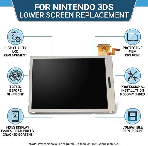 Denash Bottom Lower LCD Screen Display Replacement for 3DS, Anti Fingerprint, Scratch Proof in Saudi Arabia