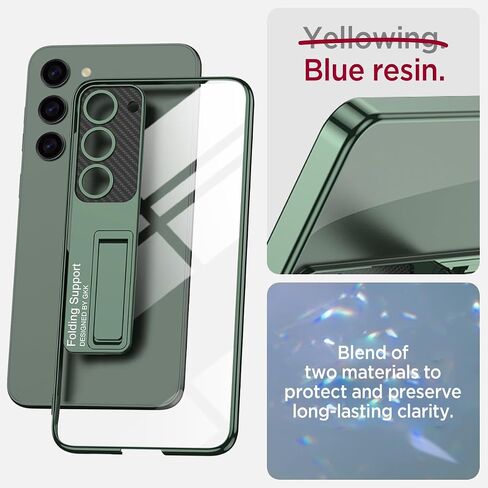 Miimall Slim Case for Galaxy S24 Case with Kickstand, Raised Full Camera Protector Hard PC Clear Anti-Yellow Thin Anti-Scratch Shockproof Phone Cover for Samsung S24 Case Stand, Silver in Saudi Arabia
