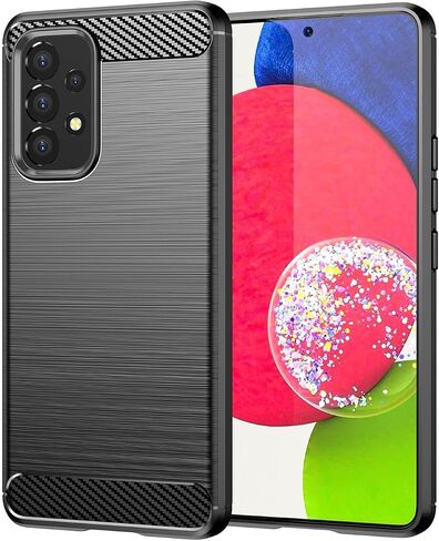 حافظة متوافقة مع غطاء هاتف Samsung Galaxy A33 5G Slim Fit مع ممتص للصدمات، حافظة هاتف من ألياف الكربون TPU - غمد واقي مطاطي ناعم مقاوم للخدش (أسود) in Saudi Arabia