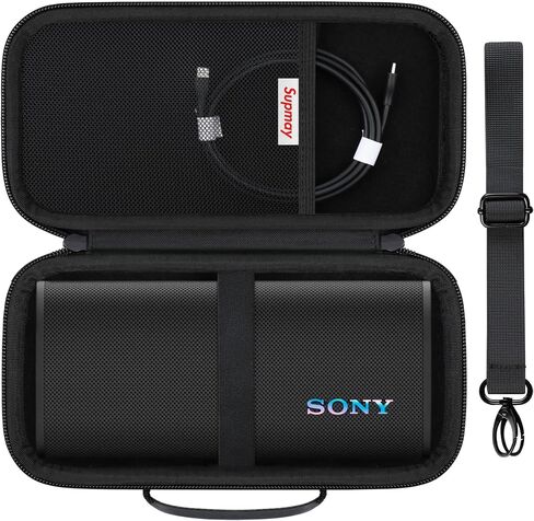 Hard Carrying Case for Sony ULT Field 3 Wireless Portable Bluetooth Speaker, Wireless Portable Speaker Protection Case with Shoulder Strap, Mesh Pocket fits Charging Cables, Black in Saudi Arabia