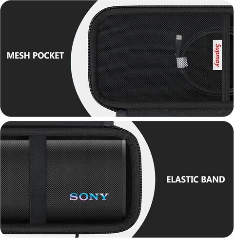 Hard Carrying Case for Sony ULT Field 3 Wireless Portable Bluetooth Speaker, Wireless Portable Speaker Protection Case with Shoulder Strap, Mesh Pocket fits Charging Cables, Black in Saudi Arabia