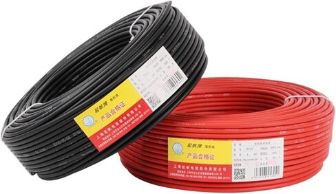 100/50Meters Solar Panel Extension Cable 16mm2/6AWG Black Red Tinned Copper Double Sheathed Wire for Solar Photovoltaic System(100Meters Black) in Saudi Arabia