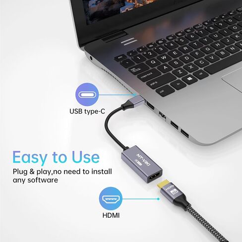 MT-VIKI USB Type C to HDMI 2.1 Adapter, USB C to HDMI 8K@60Hz & 4K@120Hz, 48Gbps, Type C Male (Thunderbolt 3/4) to HDMI Female Compatible with MacBook Pro/Air, iPad Pro/Air, Pixelbook, XPS,etc in Saudi Arabia