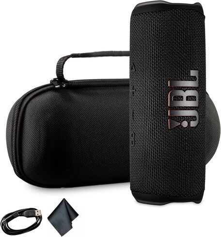 JBL Flip 6 Portable Wireless Speaker | Deep Bass Sound, IP67 Waterproof Rating | Bluetooth Audio for Outdoor, Travel, Beach, Hiking, and Home Use (Black) with Travel Case + Microfiber Cloth in Saudi Arabia