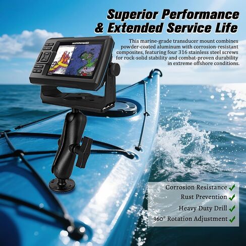 Aluminum Anti-Theft Knob Fish Finder Mount with 1.5" / C Size Ball, 5.9'' Long Arm Marine Electronic Mount,Saltwater Resistant Aluminum Bracket Compatible with Garmin, Lowrance and More in Kuwait