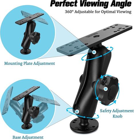Aluminum Anti-Theft Knob Fish Finder Mount with 1.5" / C Size Ball, 5.9'' Long Arm Marine Electronic Mount,Saltwater Resistant Aluminum Bracket Compatible with Garmin, Lowrance and More in Kuwait