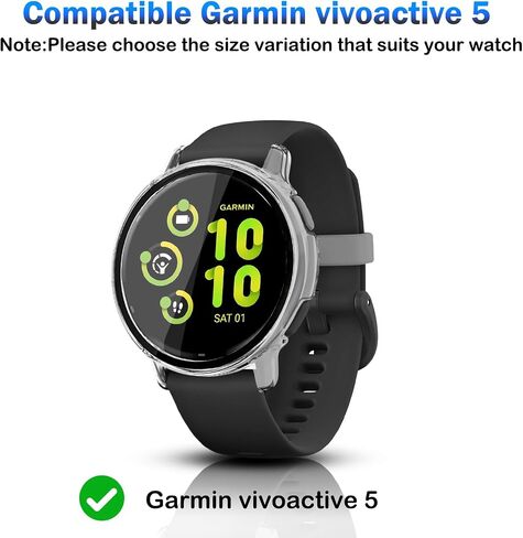 عبوتان لحافظة حماية شاشة الساعة الذكية Garmin vivoactive 5، تغطية كاملة عالية الدقة ورفيعة للغاية مقاومة للخدش، منفذ شاحن + حماية صلبة من البولي كربونات مع طبقة مقسى مدمجة (شفاف) in Kuwait