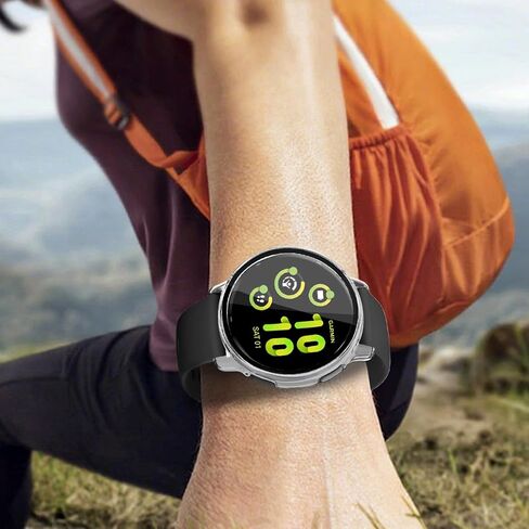 عبوتان لحافظة حماية شاشة الساعة الذكية Garmin vivoactive 5، تغطية كاملة عالية الدقة ورفيعة للغاية مقاومة للخدش، منفذ شاحن + حماية صلبة من البولي كربونات مع طبقة مقسى مدمجة (شفاف) in Kuwait