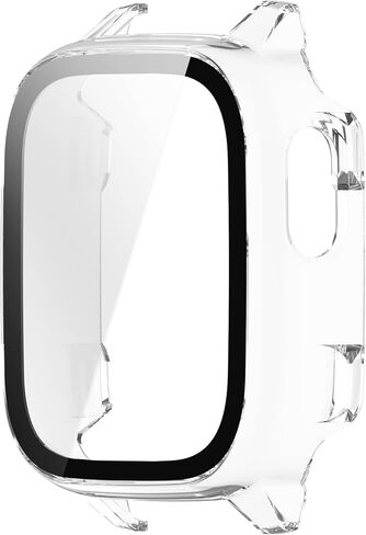 2 Pack Tempered Glass Screen Protector Compatible with Cosmo JrTrack 5, Hard PC Bumper Case Built in Screen Protector for JrTrack 5 Kids Smart Watch Accessories - Black+Clear in Kuwait