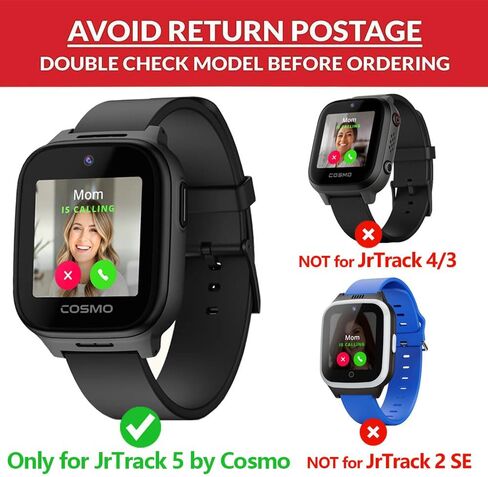 2 Pack Tempered Glass Screen Protector Compatible with Cosmo JrTrack 5, Hard PC Bumper Case Built in Screen Protector for JrTrack 5 Kids Smart Watch Accessories - Black+Clear in Kuwait