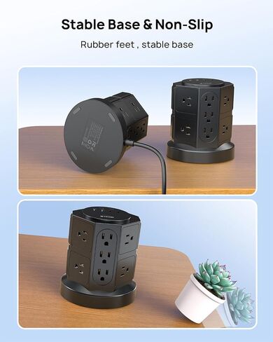 TROND Tower Surge Protector Power Strip with 14 Widely Spaced Outlets, 4 USB Ports(2 USB C), 2100J Surge Protection, 6 Feet Extension Cord with Multiple Outlets, Office Desk Supplies, Dorm Essentials in Saudi Arabia