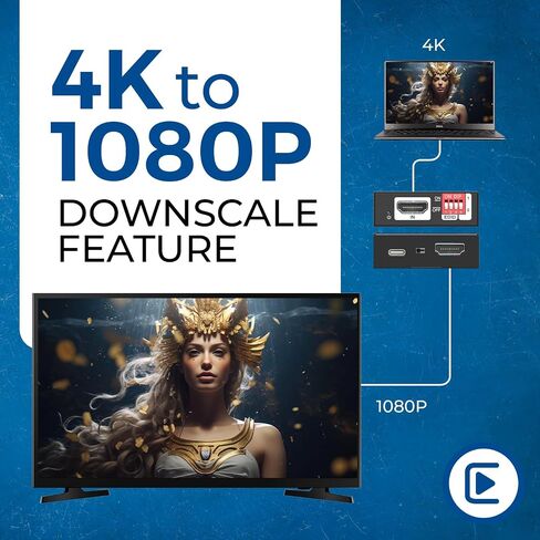 XD-3000 HDMI Downscaler - محول HDMI 2.0 بسرعة 18 جيجابت في الثانية مع 4K@60 هرتز (4:4:4)، HDCP 2.2، إدارة EDID، كتلة CEC، طاقة USB-C in Kuwait