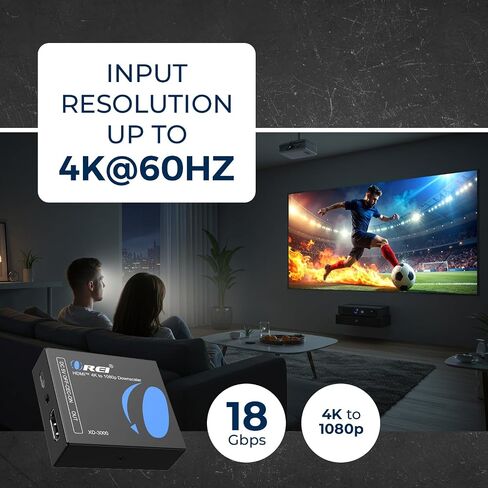 XD-3000 HDMI Downscaler - محول HDMI 2.0 بسرعة 18 جيجابت في الثانية مع 4K@60 هرتز (4:4:4)، HDCP 2.2، إدارة EDID، كتلة CEC، طاقة USB-C in Kuwait