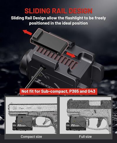 EZshoot 800 Lumens Laser Light Combo for Pistol Rechargeable, Pistol Flashlight with Slidable Rail Compatible with Glock and Picatinny Rail, Gun Light with Green Laser Beam in Saudi Arabia
