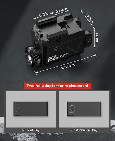 EZshoot 800 Lumens Laser Light Combo for Pistol Rechargeable, Pistol Flashlight with Slidable Rail Compatible with Glock and Picatinny Rail, Gun Light with Green Laser Beam in Saudi Arabia