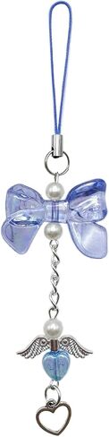 Y2K Wing Phone Charms - Handmade Decor Pearl Beaded Bag Charm, Pink Bow Phone Pendant Gift for Women in Kuwait